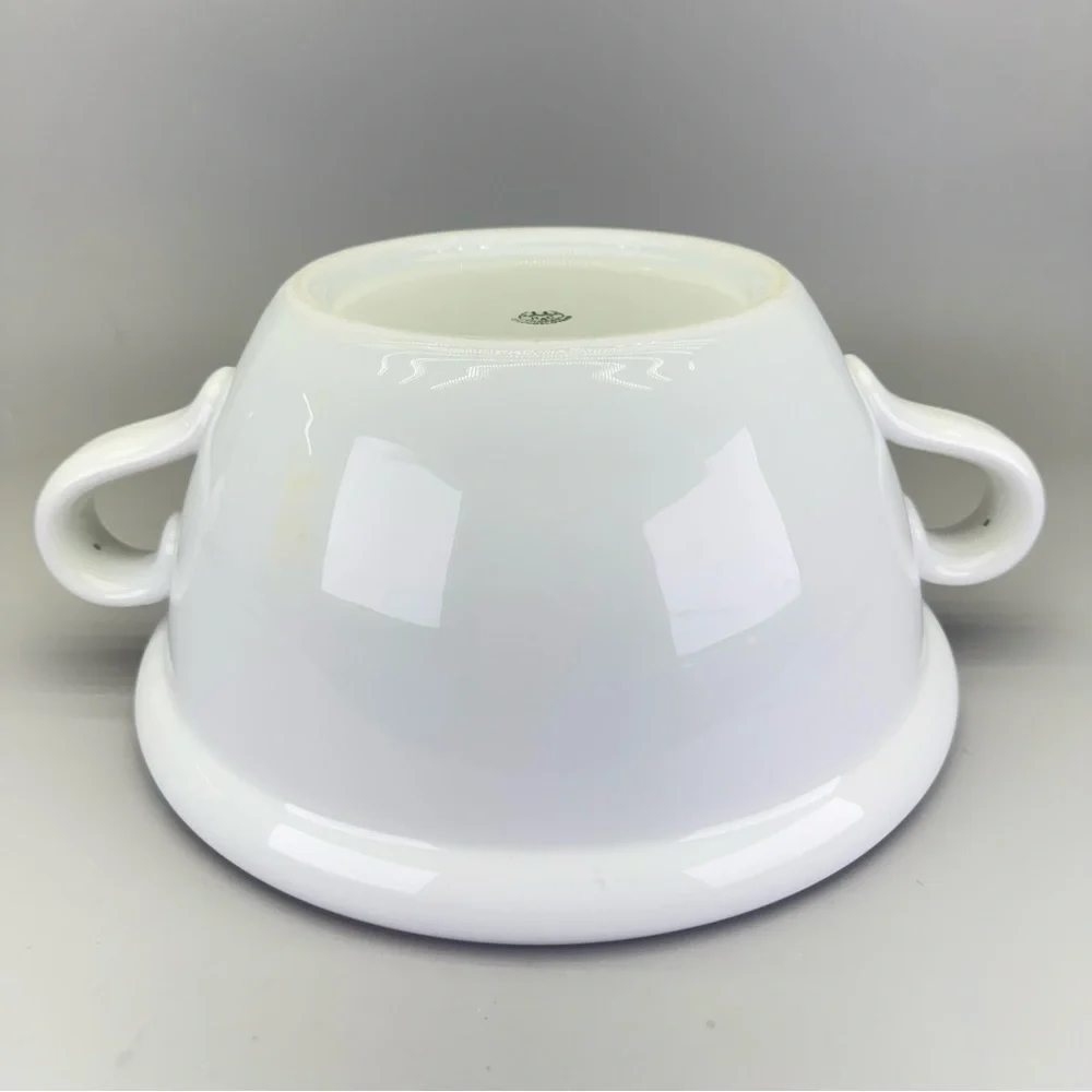 H & C Chodau Czechoslovakia White Soup Tureen with Handles